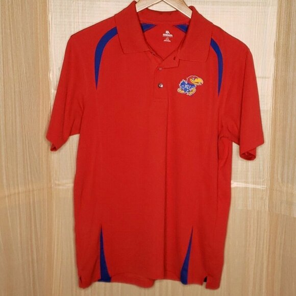 KA Knights Apparel Mens University Of Kansas Short Sleeve Polo Large - Picture 1 of 6